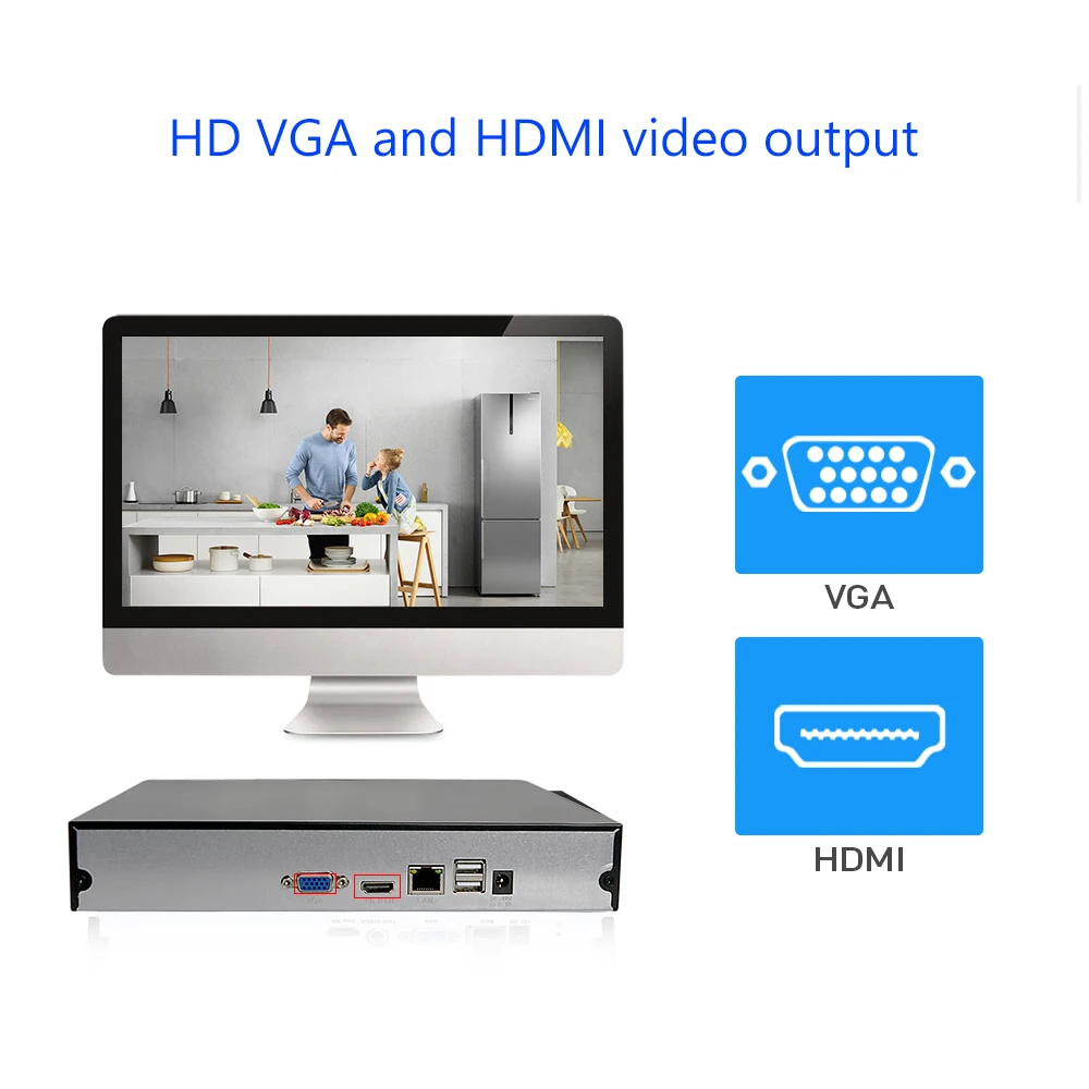Hiseeu H.265 Выход CCTV NVR 16CH / 8CH безопасности видео рекордер обнаружения движения ONVIF P2P