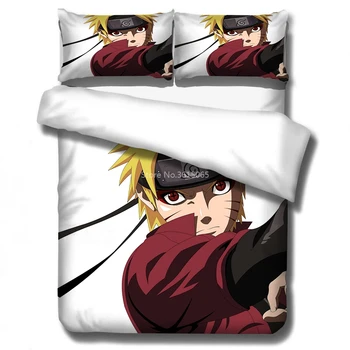 

2020 Anime NARUTO Printed Duvet Cover Set with Pillowcase 3d Cartoon King Bedding Set Europe/Australia/USA Size Bed Cover Set