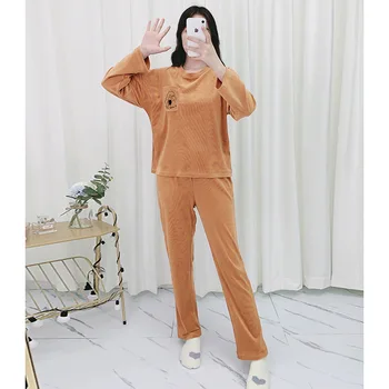 

Pajamas Women's Autumn and Winter Thickened Warm Lynx Velvet Lovely Japanese Soft Cotton Home Clothes Two Sets Can Be Worn Out