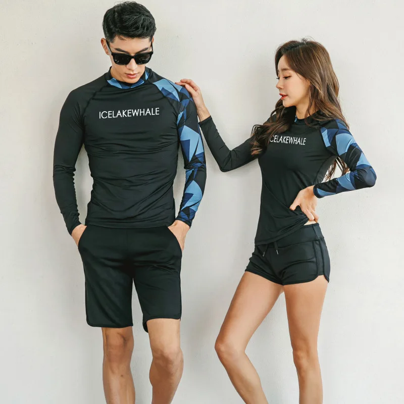 Ccouple Rash Guard Full Body Suits Women's or Men's UV Swim Shirt+Leggings/Shorts Lovers Matching Surfing Swimsuit Quick Dry