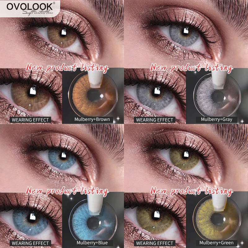 OVOLOOK-Lenses 2pcs/pair Mulberry Series Natural Pupil Colored Lenses for Eye Myopia Contact Lenses Eye Prescription Color Lens