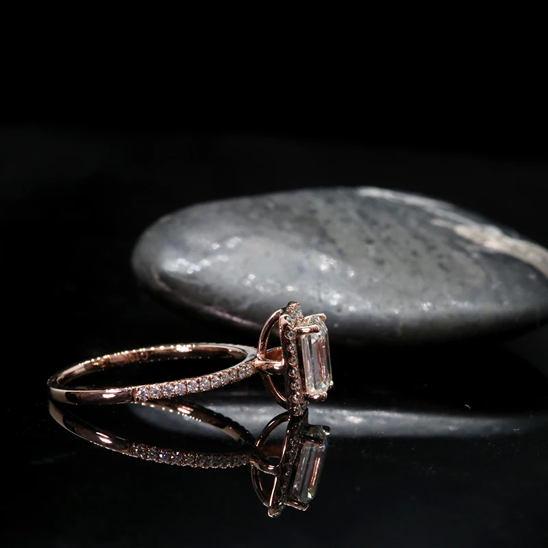 AEAW 1.0ct белый изумруд огранки камень Муассанит кольца для женщин 10 к 14 к белое золото розовое золото Романтические Свадебные обручальные кольца
