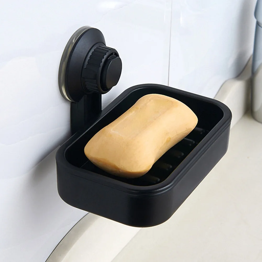 

Vacuum Suction Cup Soap Dish Holder Wall Mounted Box Organizer Rack for Shower Bathroom JA55