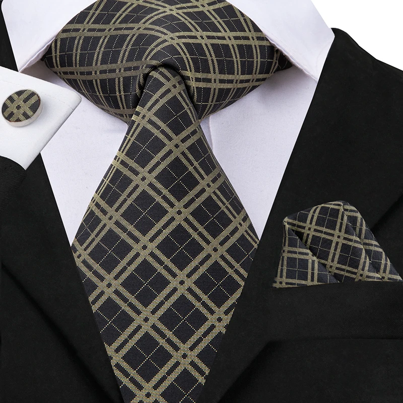 Hi-Tie 8,5 см мужской шелковый галстук черный цветочный галстук для мужчин золотой галстук набор формальный галстук для Свадебная деловая Вечеринка - Цвет: SN-3010