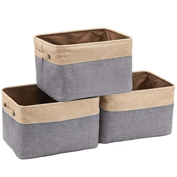 

NEW-Extra Large Foldable Fabric Storage Box (16.5 x 12.6 x 9.8 Inch), Canvas Storage Basket with Handles for Shelves, Clothes, T