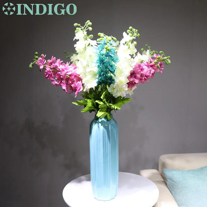 Синий дельфиний-искусственный цветок, искусственные шелковые цветы, свадебный цветок, домашний декоративный банкет, гиацинт