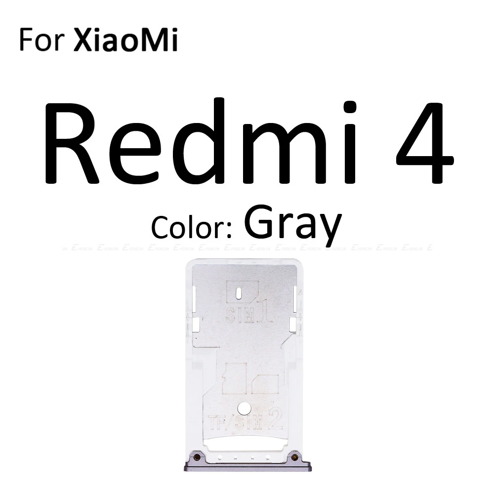 Высокое качество Micro SD/Sim карты лоток гнездо адаптер для XiaoMi Redmi 4A 4 Pro Note 4 Разъем Держатель Слот ридер контейнер - Цвет: For Redmi 4 Gray