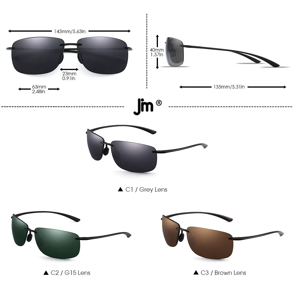 JIM Ultralight Sport Sunglasses for Men Women TR90 Rimless Frame for Running Fishing Cycling Driving_voghion.com