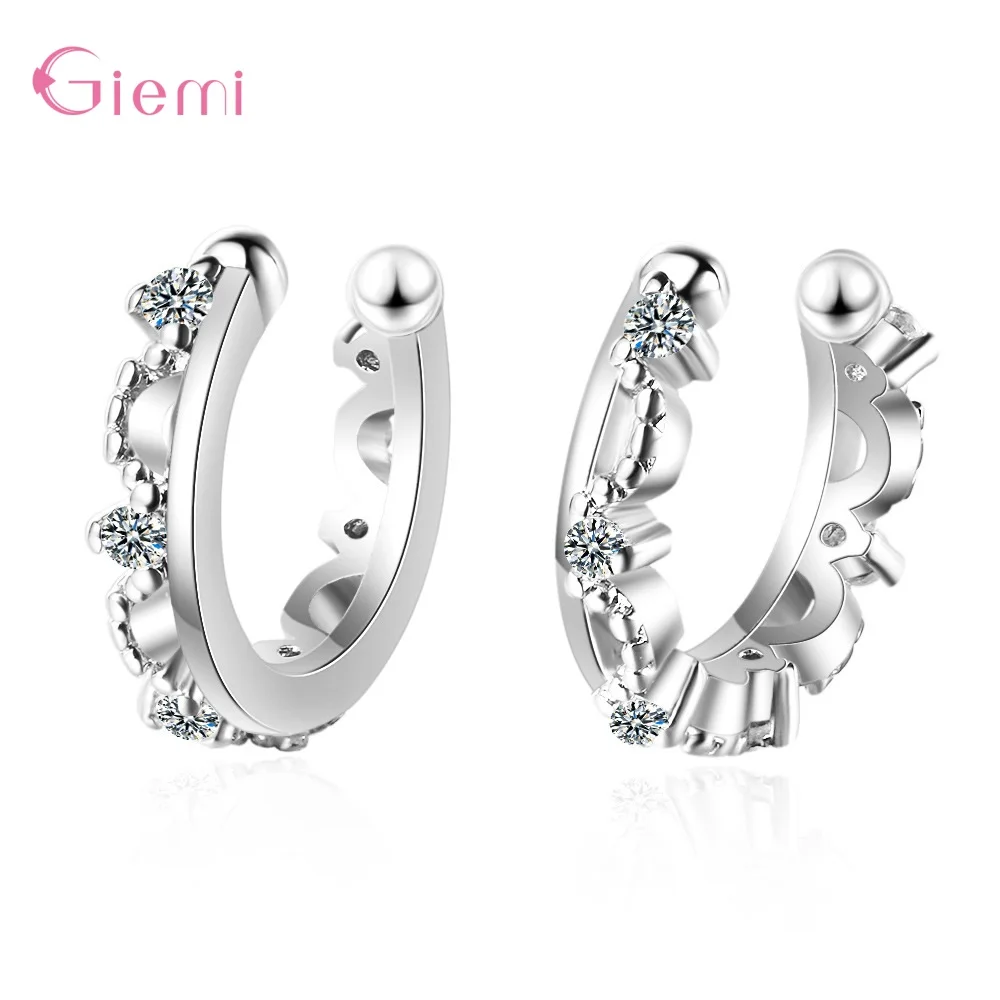 

Genuine Silver 925 Clip Earrings For Women 2 Color For Choice Tiny Ear Clips White Gold Color Female Jewelry Brincos