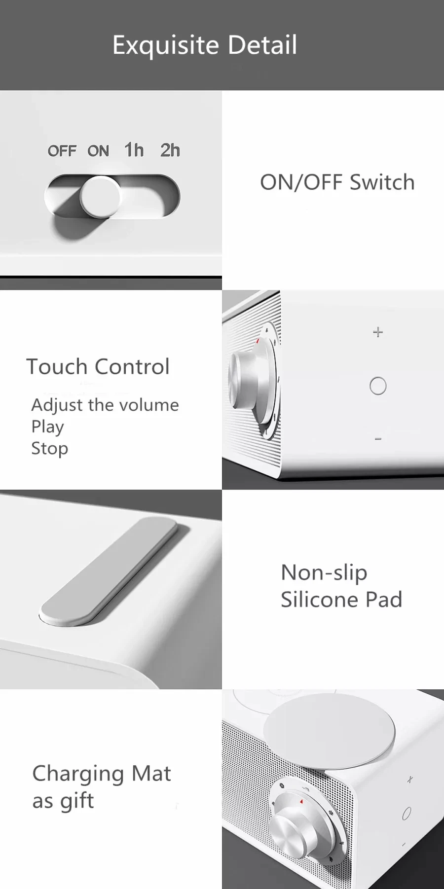 Xiaomi Mijia Qualitell Bluetooth Speaker Wireless Charger White Noise Speaker New BLT5.0 EPP 10W Fast Charging Sleep Speaker (4)
