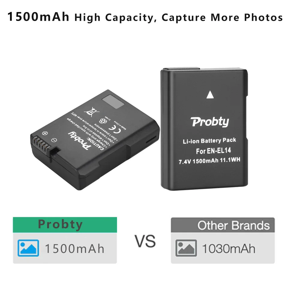 Probty EN-EL14 ENEL14充電式バッテリーニコンcoolpix P7000 P7100