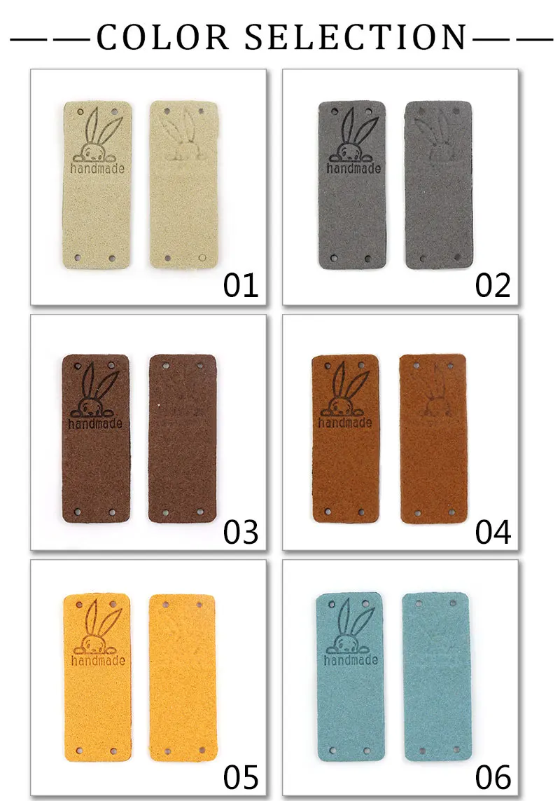 Description Picture 6 of item20Pcs Handmade Label Cartoon Cute Rabbit Labels For Clothes Hand Made Tags For Hats Knitted  Sew Leather Tag Garment Accessories