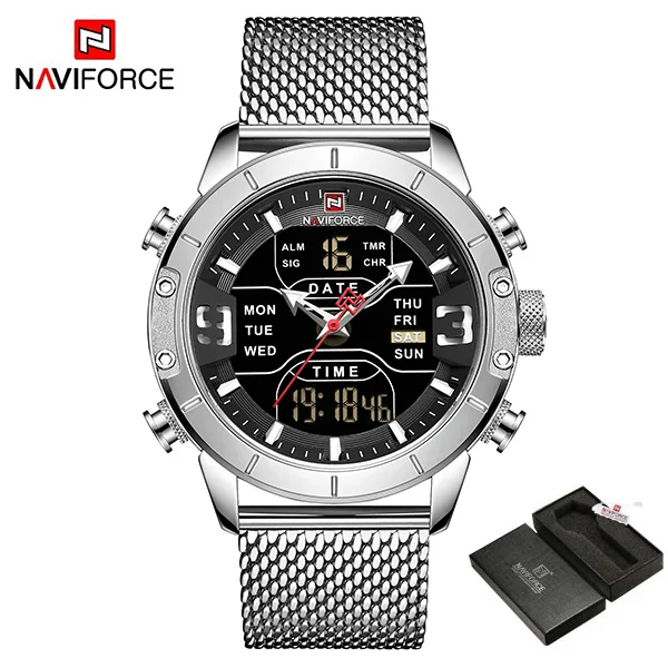 SilverBox Naviforce Топ Brends мужские спортивные часы Роскошные наручные часы для мужчин s zegarek jam tangan anti air pria relogio masculino - Цвет: SilverBox