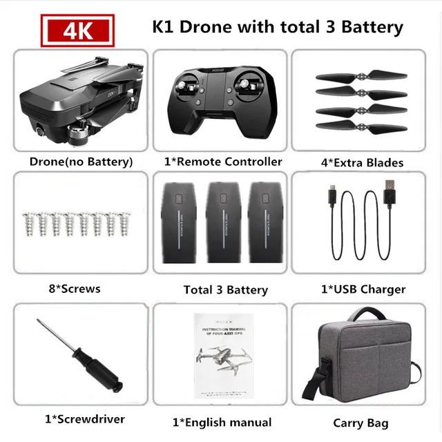 ZEN K1 5G wifi FPV RC Дрон с двойной gps 4KCamera 120 ° широкоугольный складной оптический поток Квадрокоптер VS SG906 M69 F11 умный Дрон - Цвет: 4K 3B carry bag