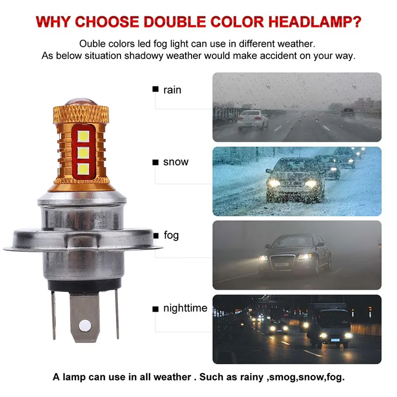 Модифицированный головной светильник s 15LED DC AC12V-60V 3030 15 Вт 6000 К сигнальный светильник высокой мощности противотуманный светильник s мотоциклетная лампа H4 P15D лампы головной светильник