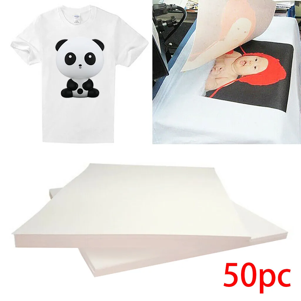 Impresión de camisetas en papel de transferencia térmica, Tela ligera de tela, 50 Uds.