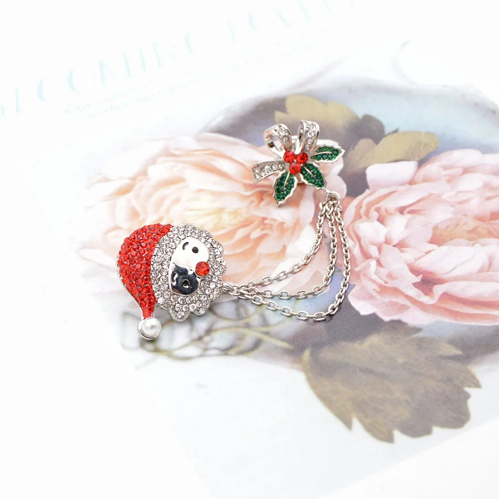 Санта Клаус Форма Броши для женщин Красный Рождество подарок заколки КРИСТАЛЛЫ