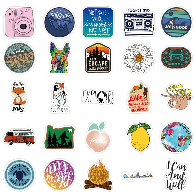 70 шт. походная наклейка Путешествие простые линии пейзаж на открытом воздухе