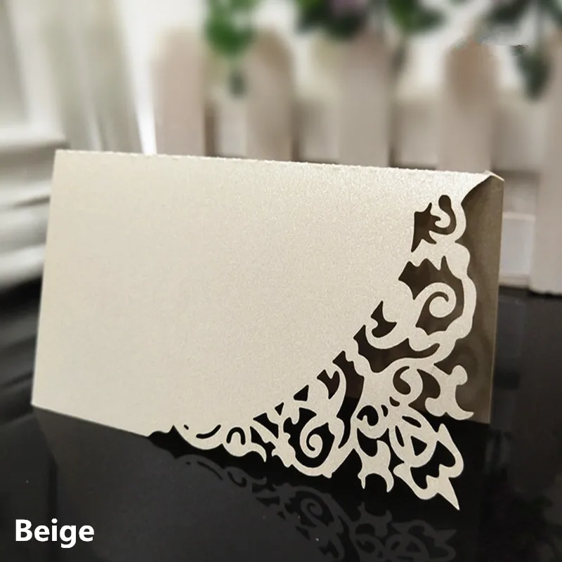 Beige 100 шт лазерная резка 9*9 см свадебные настольные карты для свадьбы/рождения ребенка полые вечерние именные карты 7Z-SH870-100 - Цвет: Beige