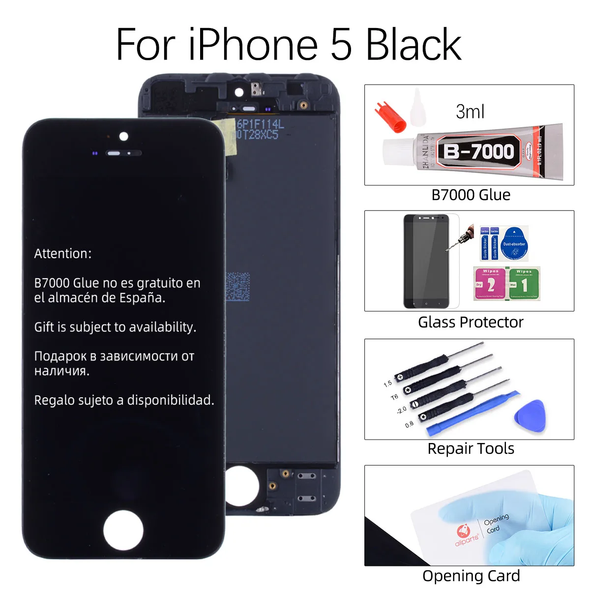 AAA OEM Дисплей для iPhone 5S 5 5C в сборе с тачскрином на рамке черный белый - Цвет: Black 5G