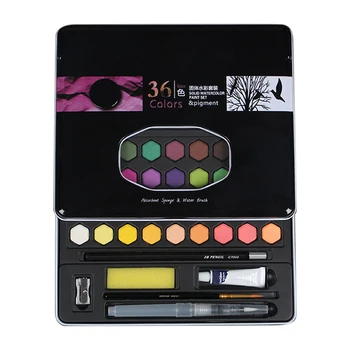 

Bright Color Artist Portable Solid Watercolor Paint Set Graffiti Art Supplies DIY Drawing With Box Gift School Stationery