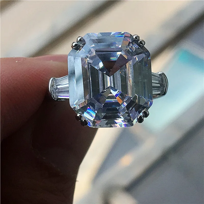 Choucong, роскошное кольцо, Emerld cut, 8ct, AAAAA, cz, 925 пробы, серебро, обручальное кольцо, кольца для женщин, свадебные украшения