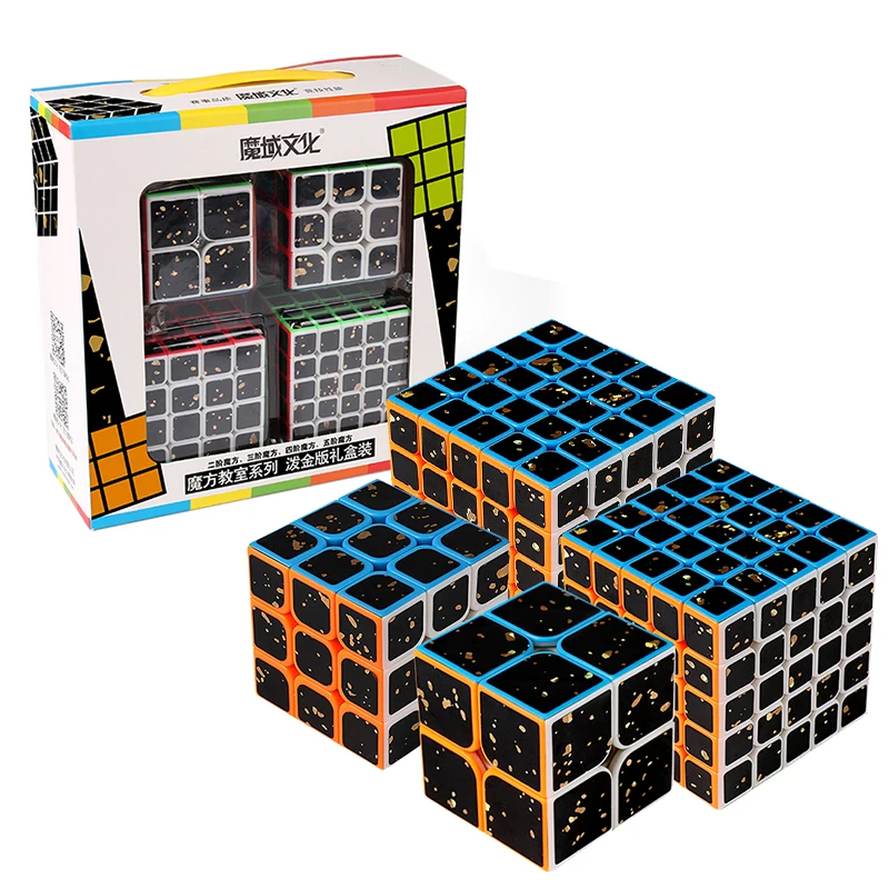 

4pcs Splash Gold Rubix Cube 2x2 Set 3x3 4x4 5x5 Magic Cube 3x3x3 Speed Rubic Cube Game Sticker Puzzle Children Toys For Gift Box