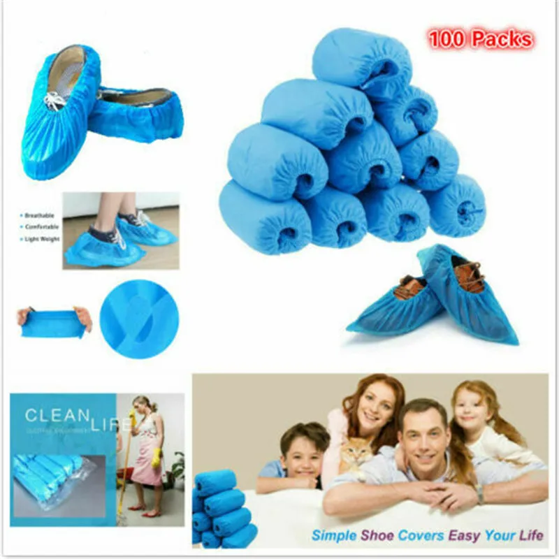 Disposable Shoe Cover Blue Anti Slip Plastic Cleaning Overshoes Boot Safety Shoe Covers Carpet Cleaning Overshoes Protective