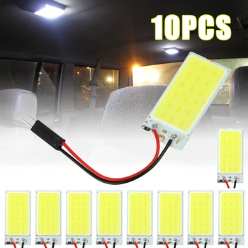 

Car Led Vehicle Panel Lamp 5Pcs /10Pcs White COB 18 LED Plate Car Interior Dome Light Bulb Reading Lamp Festoon 12V Lights