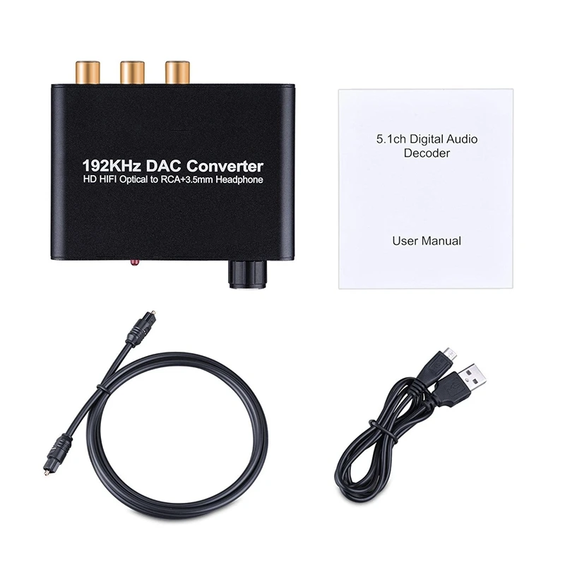 Digital to Analog Converter 192kHz DAC Supports Volume control Digital Coaxial SPDIF to Analog Stereo L/R RCA 3.5mm Jack Audio#5
