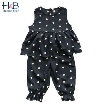 

Humor Bear Baby Girl Clothes 2020 NEW Kids Girls Suit Polka Dot Sleeveless Top+Cropped Pants 2Pcs Brand Girls Clothing Sets