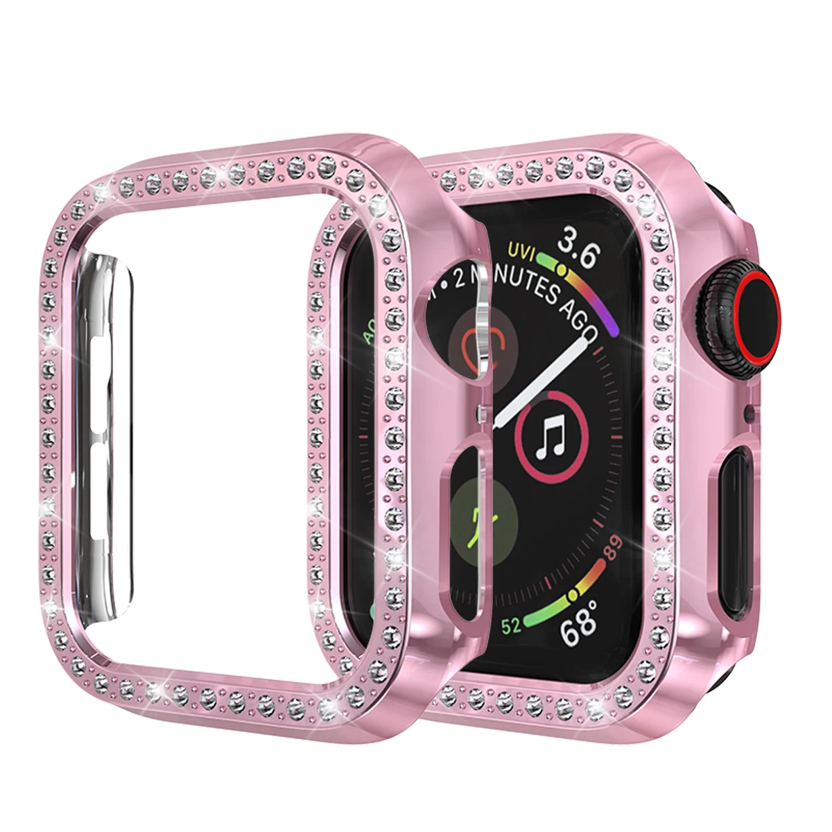 Блестящий Алмазный чехол для часов чехол для Apple Watch 42 мм 38 м 40 мм 44 мм для IWatch Series 4 3 2 1 защитная лента бампер - Цвет: Pink