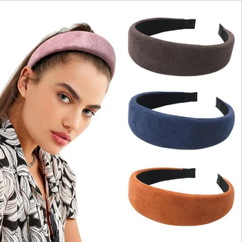 

New Fashion Women Headband Warm High Elastic Hairband Warm Soft Suede Turban Solid Hair Hoop Hair Accessories Wholesale
