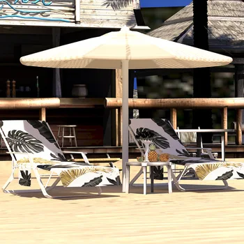 

Outdoor Vacation Washable Patio Pool Hotel With Pockets Sunbathing Beach Chair Cover Soft Dustproof No Sliding For Sun Lounger