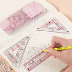Conjunto de triângulo para desenho protractor de 4 lâmpadas, régua matemática para estudantes, material escolar