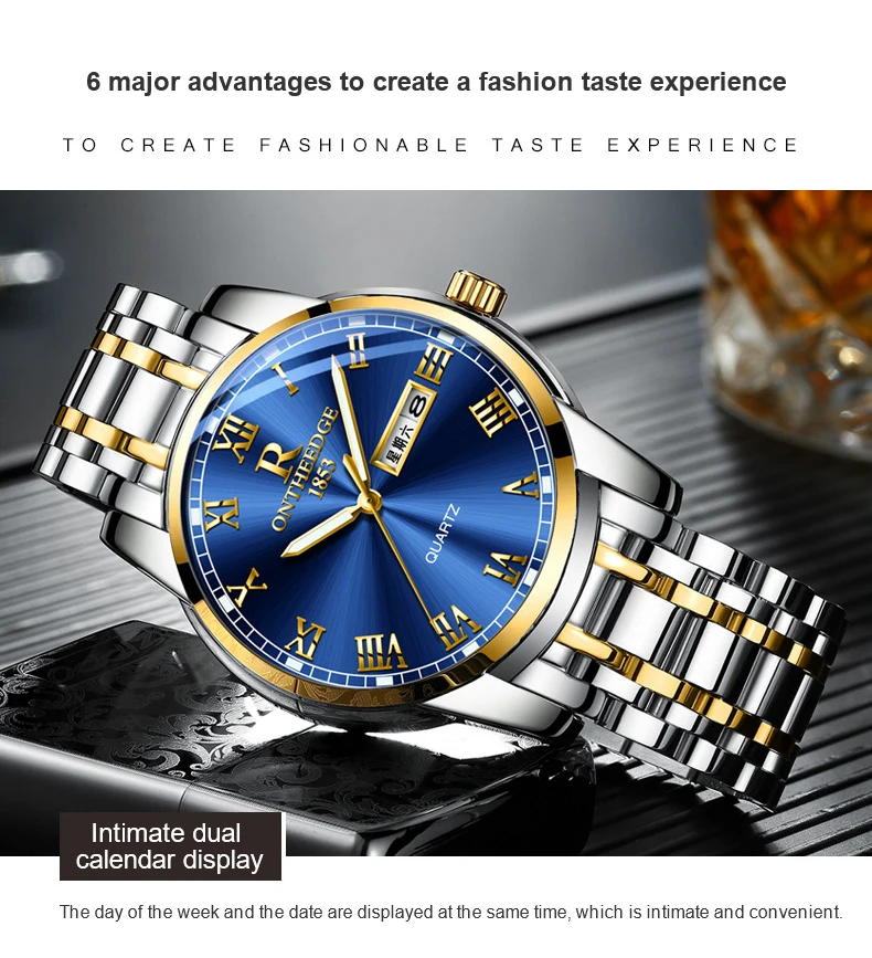 Ruizhiyuan Band Steel Watch Men's and Women's Genuine Quartz Watch Three-pin Business Non-Mechanical Watch