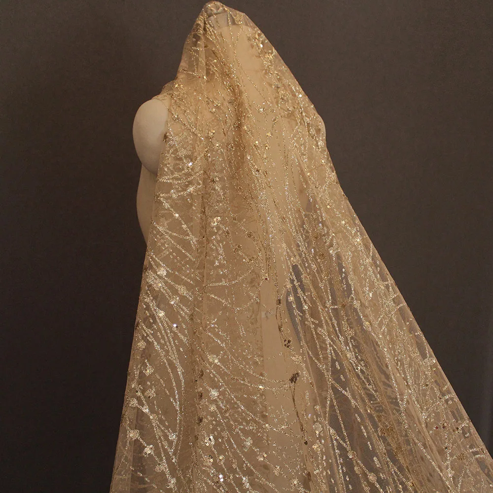 Luxury Wedding Veils Bling Beaded 3.5 M Long 3M Width Stars Champagne Gold Champagne  Veil With Crystals One Layer Wedding Veil From Dressvip, $68.99