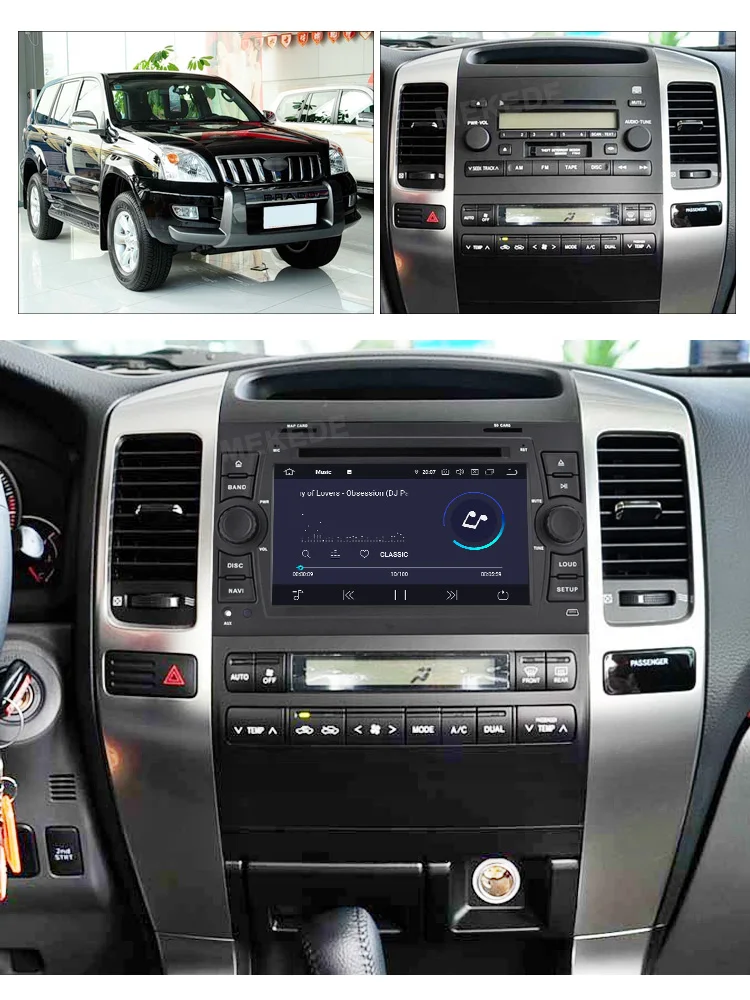 Cheap MEKEDE Android9.0 4G RAM 64G ROM RDS Car Multimedia player for toyot prado 120 2003-2009 Car GPS navigator radio wifi Casstee 7