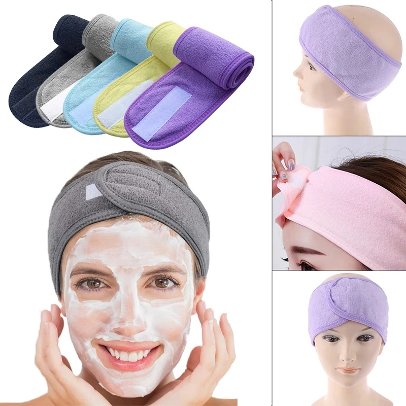 

1PC Adjustable Facial Hairband Makeup Head Band Toweling Hair Wrap Shower Cap Stretch SPA Facial Headband Color Hair Acessories