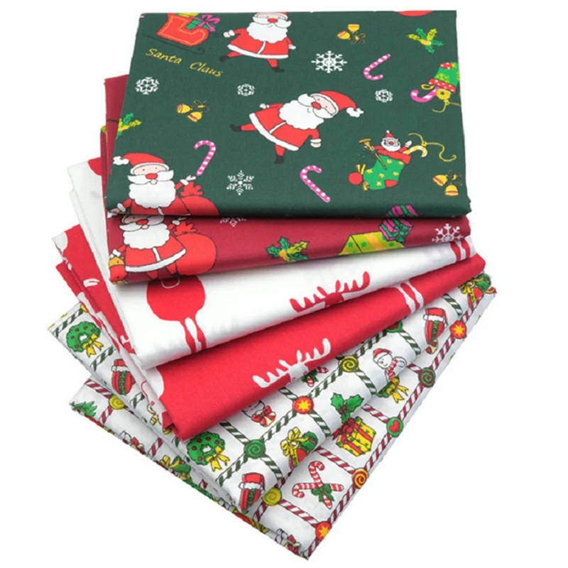 6 PCS Christmas Quilting Fabric Squares 20X20 Inch Print Cotton Patchwork Sewing For DIY Craft Projects | Дом и сад