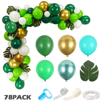 

78PCS Jungle Theme Balloon Garland Arch Kit Cute Green Balloon for Children's Playground Christmas Birthday Party Decoration