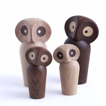 

Wood Owl Ornament Gift Creative Home Decoration Accessories Decor Figurine Modern Miniature Figurines Decoracao Para Casa Maison