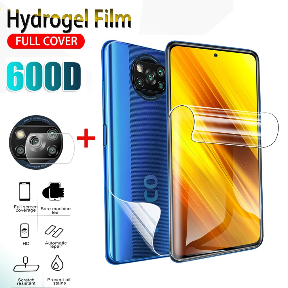 1-3 uds poco x3 película de hidrogel suave para xiaomi poco x3 NFC pocophone x3 nfc frente a la lente de la cámara de película protector de pantalla no de vidrio