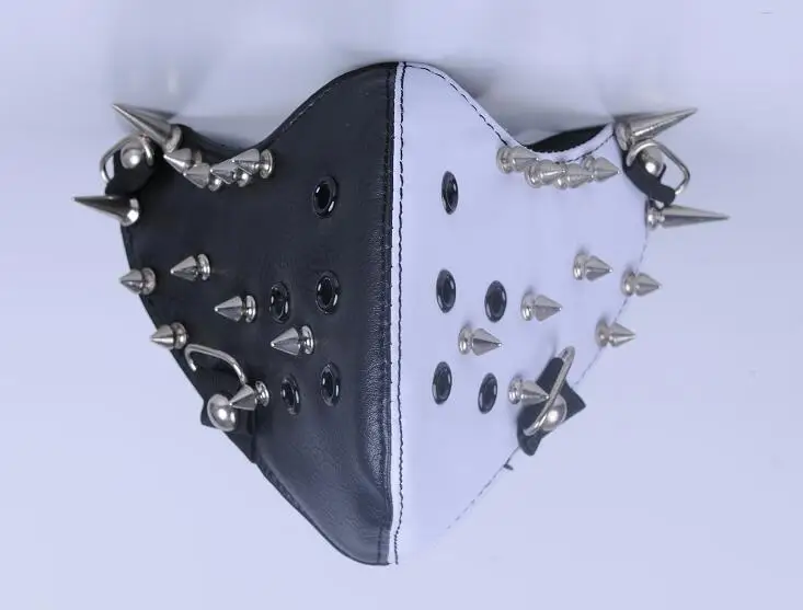 Барная сценическая панк маска индивидуальная езда локомотив самосвальная кожа маска Фотография реквизит маска - Цвет: black and white