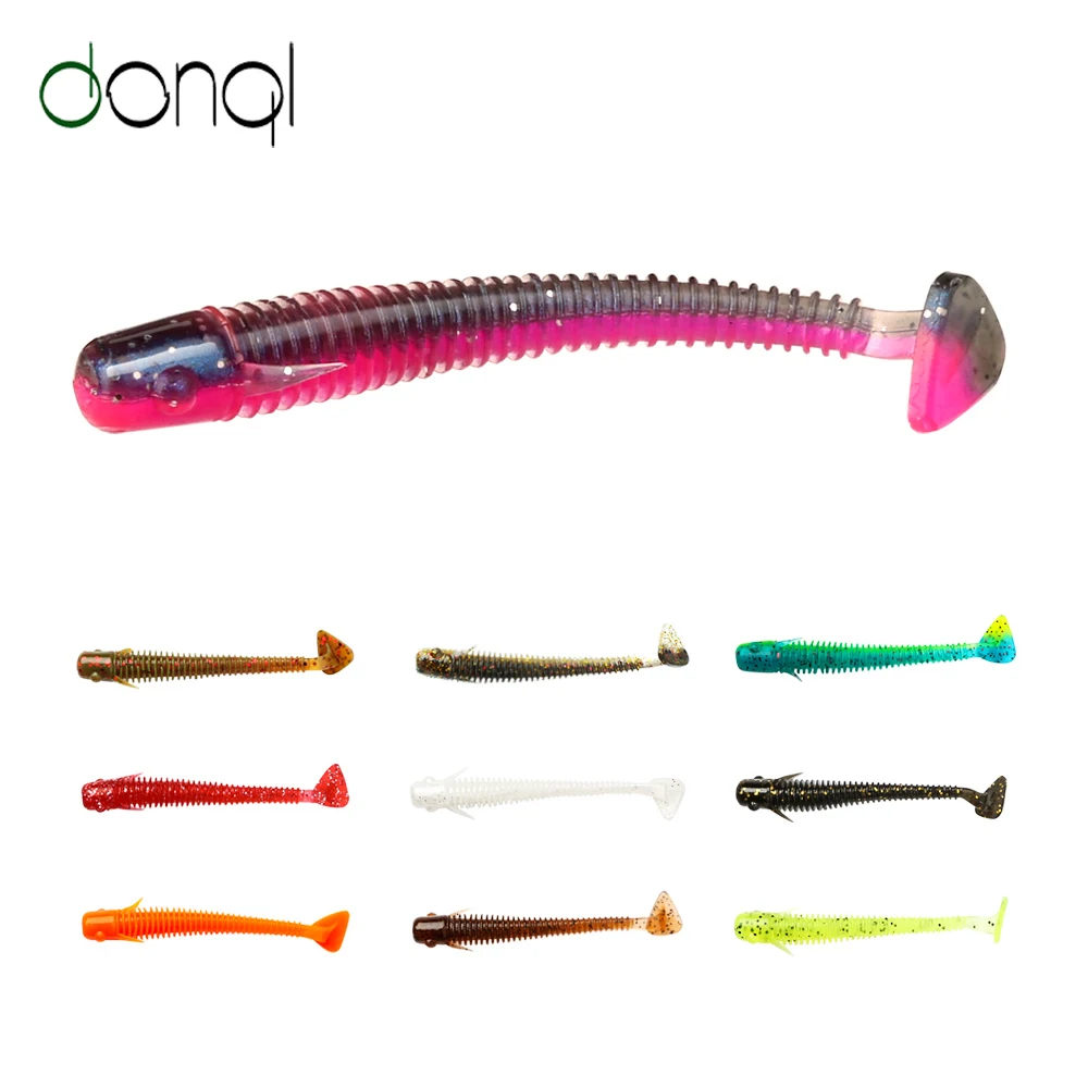 

DONQL 10Pcs Jig Worm Fishing Lures 63mm 1.4g Wobbler Silicone Artificial Soft Bait Fishy Smell Bass Carp Fishing Lure Tackle