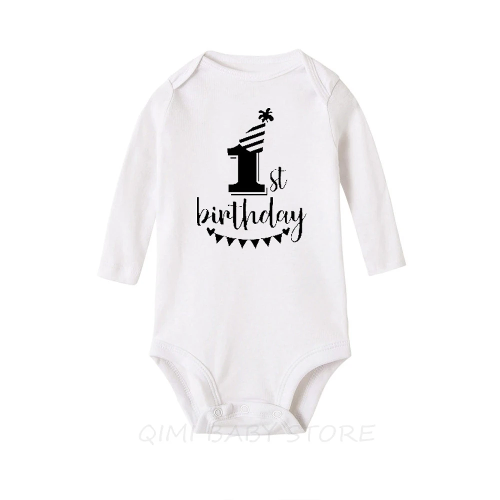 It's My First Birthday/боди для новорожденных, хлопковый боди с длинными рукавами для маленьких мальчиков, Комбинезоны для маленьких девочек, детские комбинезоны для дня рождения, одежда