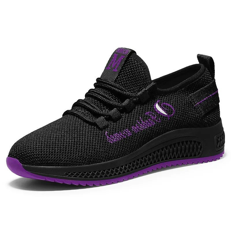 

Athletic Shoes Women's 2019 Summer New Style Breathable Versatile Flat Light Soft Bottom Running Shoes Black And White with Patt
