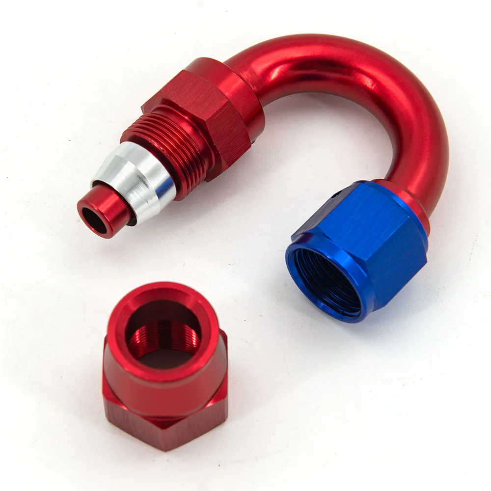 AN6 8 10 Straight 0 45 90 180 Degree PTEF Reusable Swivel PTFE Hose End Fitting aluminum