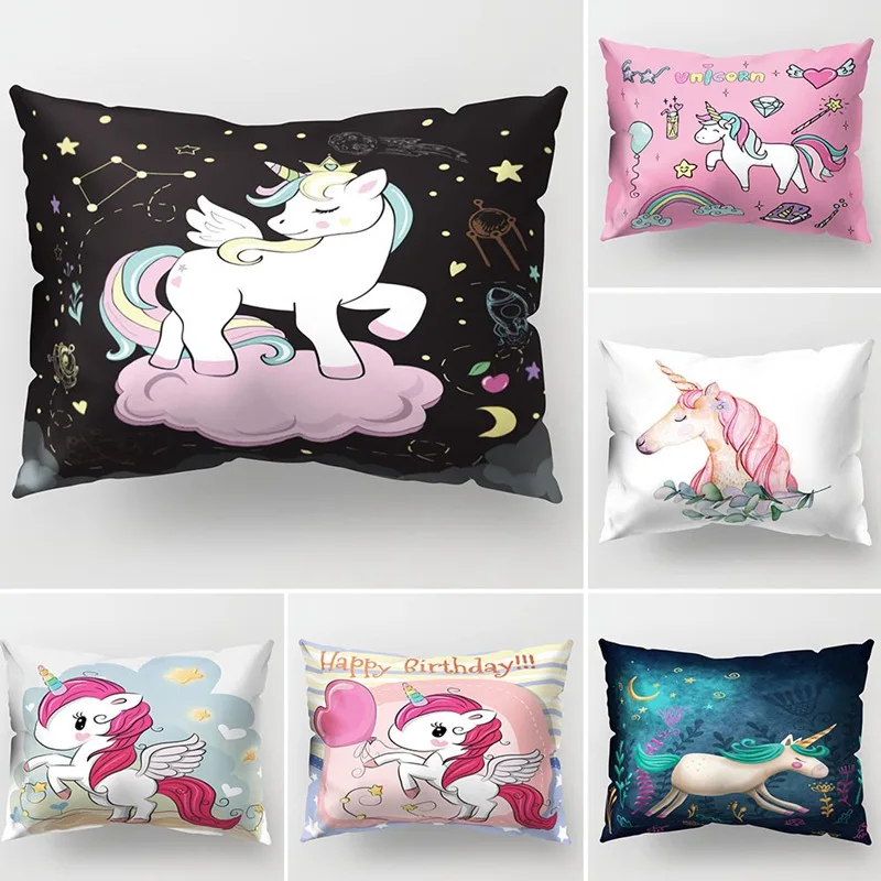 

Cute Unicorn Print Cushion Cover 50*30cm Decorative Pillows For Sofa Pillowcase Home Decor Drop Shipping
