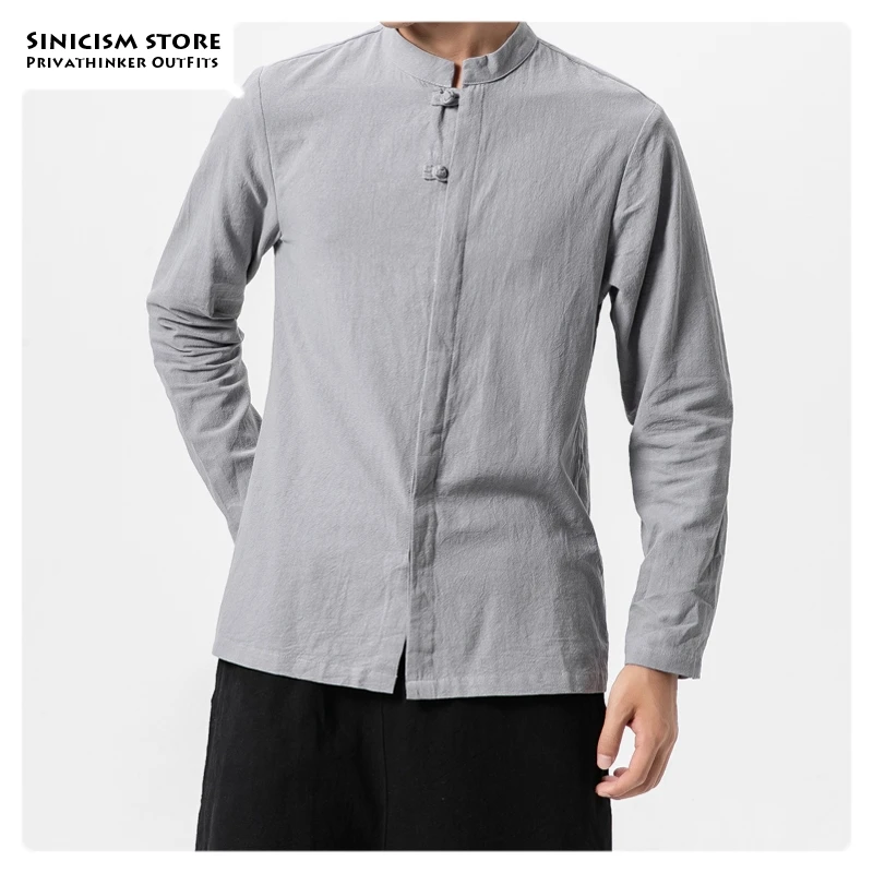 Sinicism Store однотонные мужские рубашки с длинным рукавом и подставкой осень 2020